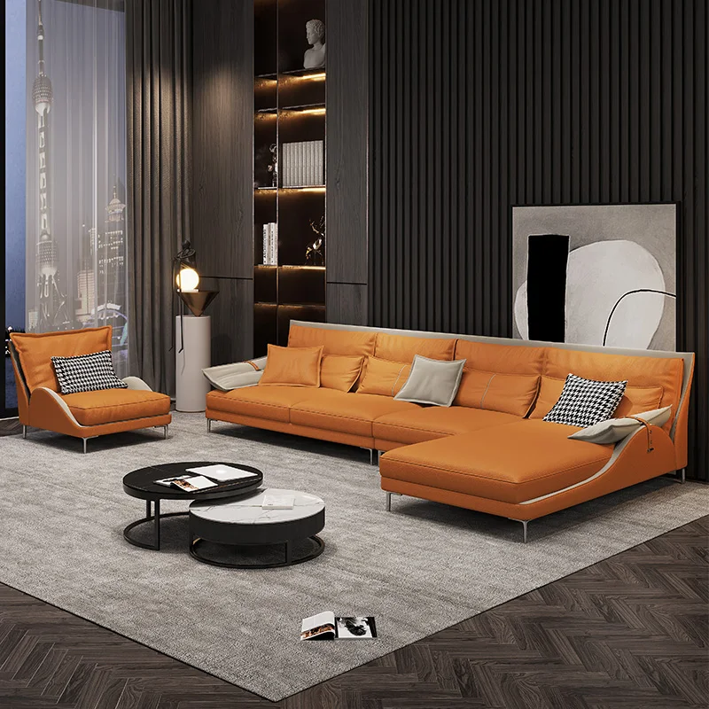 Italian style high quality modern white luxury couch leather sofa set et fournitures living room furniture