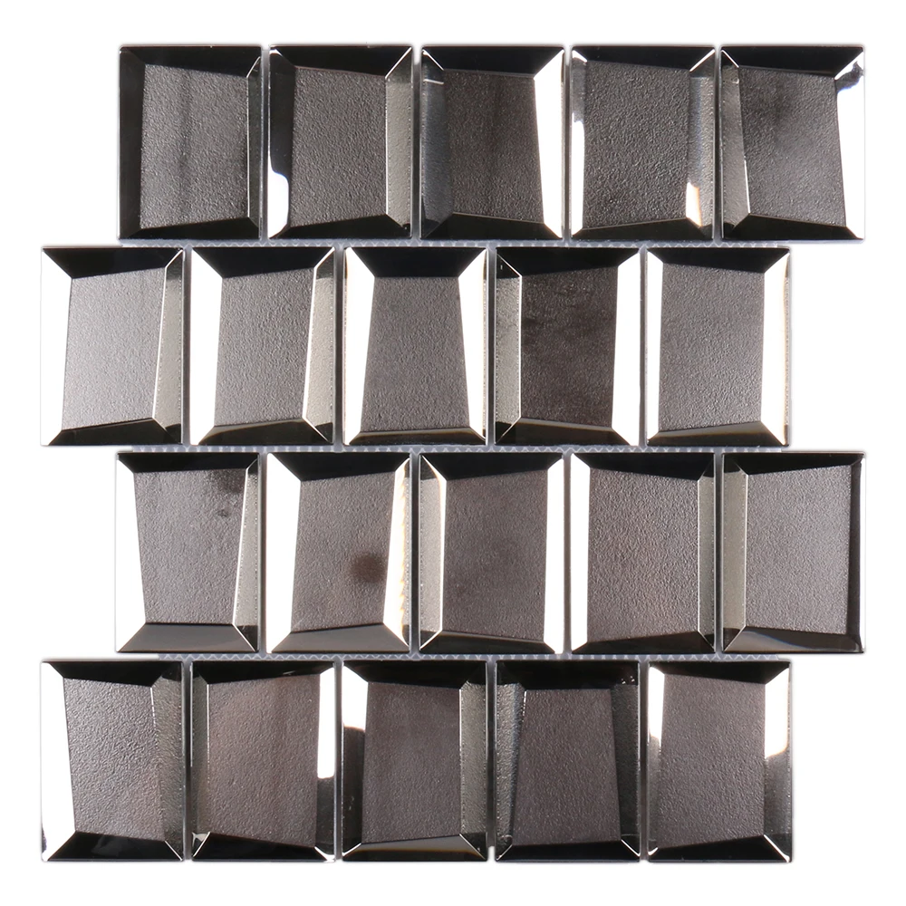 3D beveled edge antique glass mosaic tiles for wall decoration