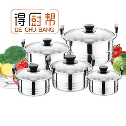 10 Pcs Kitchen Accessories  Stainless Steel Cookware Set Cooking Pot With Steel Lids