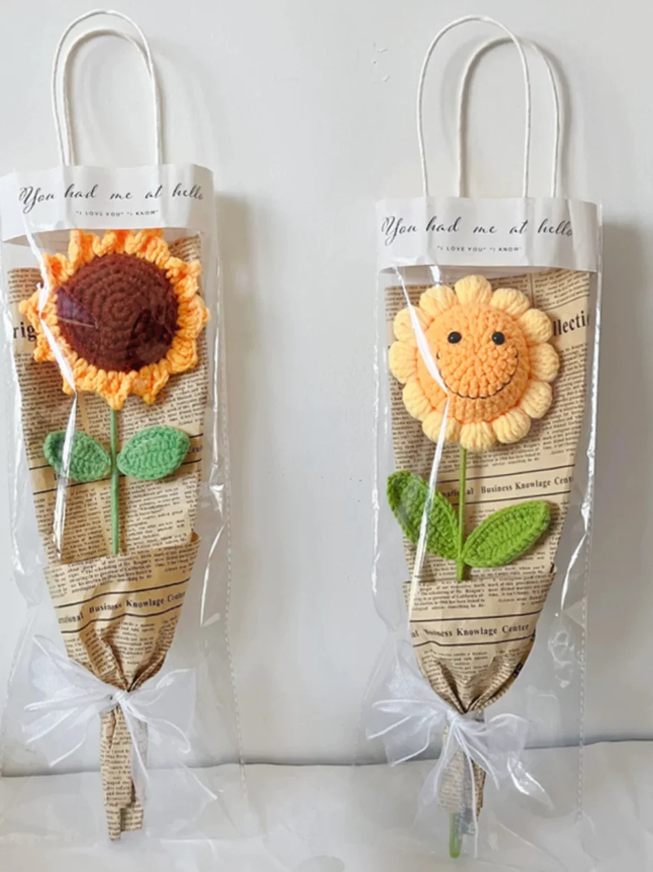 High Grade Decoration Crochet Flowers bouquet accessories Handmade Knitting Flowers