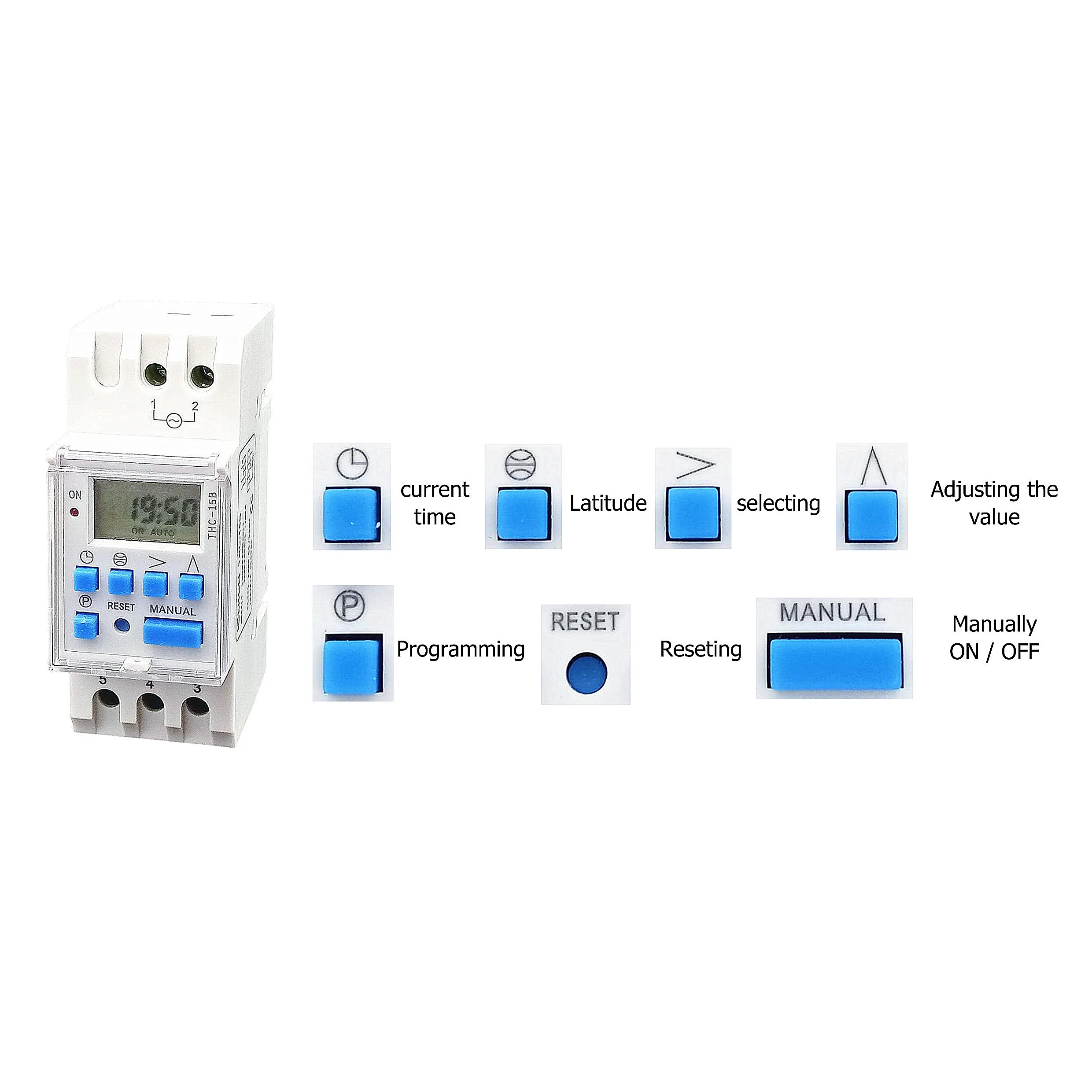 12Vdc Astronomical timer THC-15B  time control switch digital programmable AUTO ON OFF 24hours 7 Days timing latitude switch
