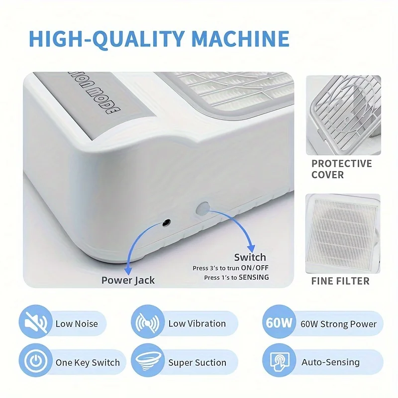 Wholesale Nail Dust Brush Cleaning Collector Professional Nail Dust Extractor Vacuum Cleaner For Nail Salon Manicure Machine