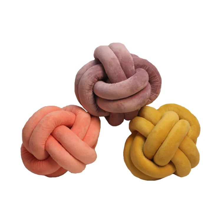 100% Polyester Soft Knot Pillow Ball Cushion 2-lines Couch Knot Throw Pillows for Home Decoration