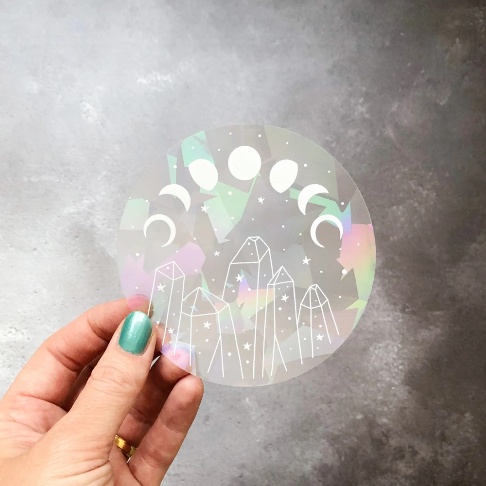Custom Suncatcher Stickers Cloud Decorative Decal Static Wall Sticker Cute Dog PVC Rainbow Suncatcher Sticker Clear Prism