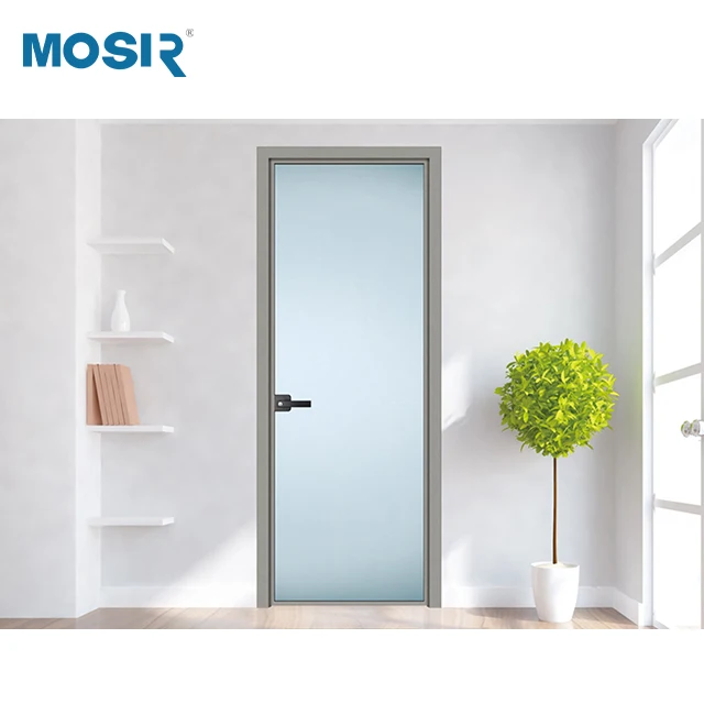Toilet Door Interior Decoration Quality Assurance Bathroom Flat Aluminum French Patio Swing Door Aluminum Profile Doors Glass