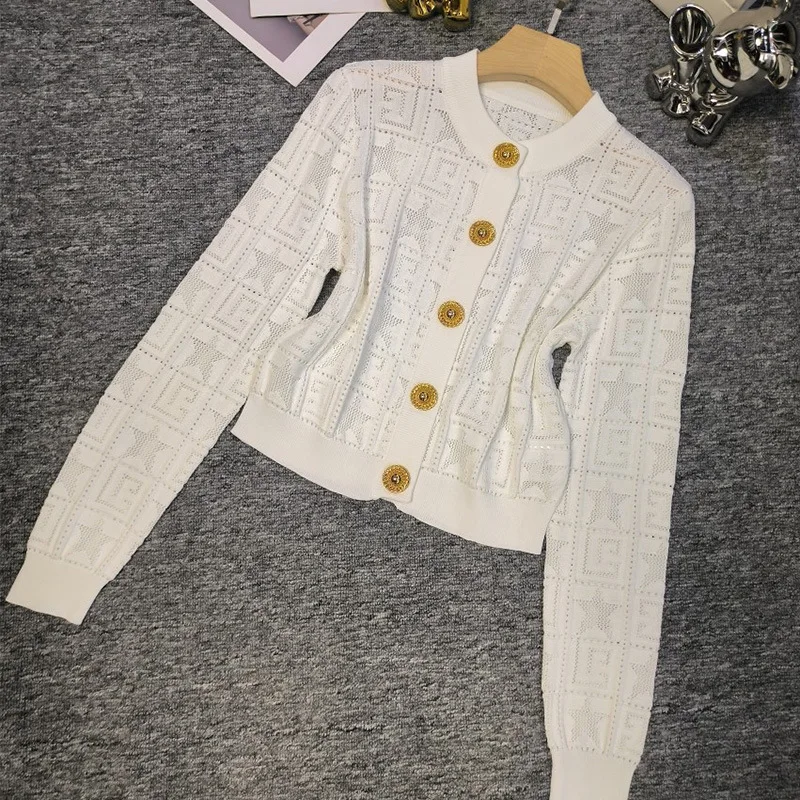 New dropshipping women ladies hot fashion round neck knitted sweater cardigan