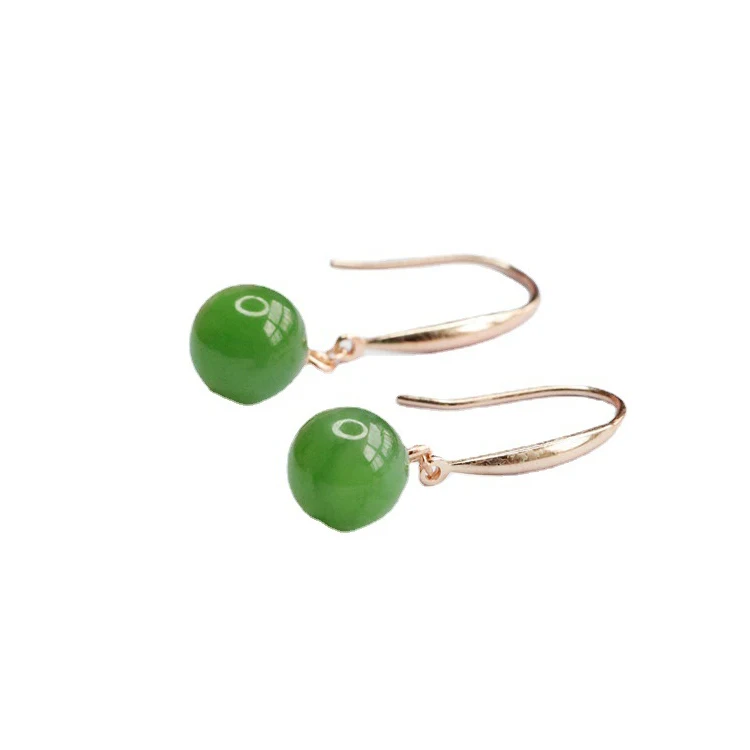 Wholesale 925 Sterling Silver Jasper Earrings Fashion Jewelry Gemstone Earrings Natural Stone Hetian Jade Drop Earrings