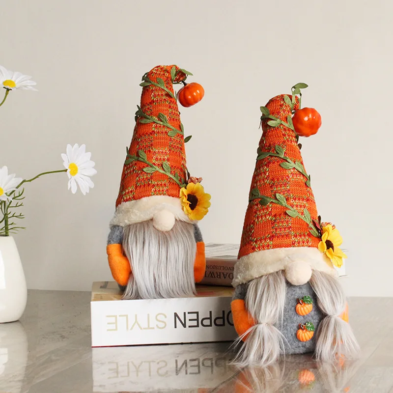 2022 new design harvest festival pumpkin gnome doll cartoon cute autumn plush doll