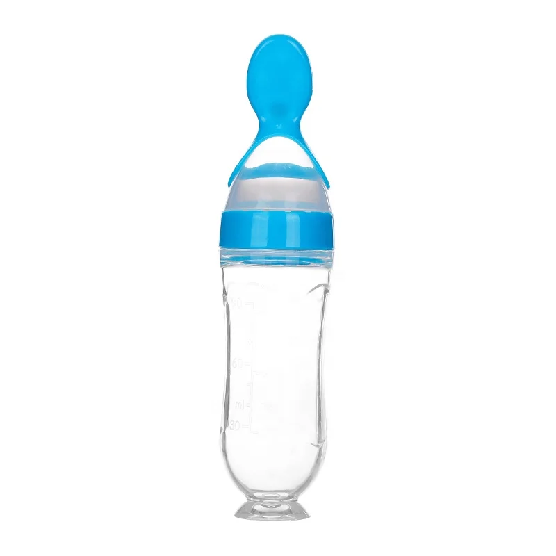 The New 90ml Baby Silica Gel Spoon Baby Infant Feeding Bottle Food Supplement Rice Cereal Spoon Rice Cereal Bottle