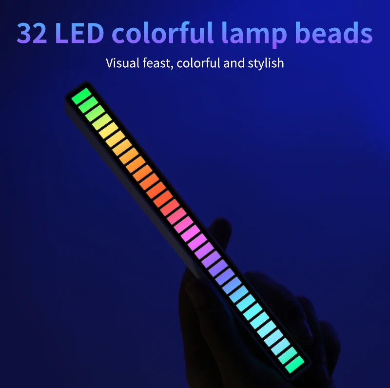RGB Music Control Rhythm Light Colorful LED Ambient Light Voice-Activated Atmosphere Light for Gaming Room Car Desktop Party