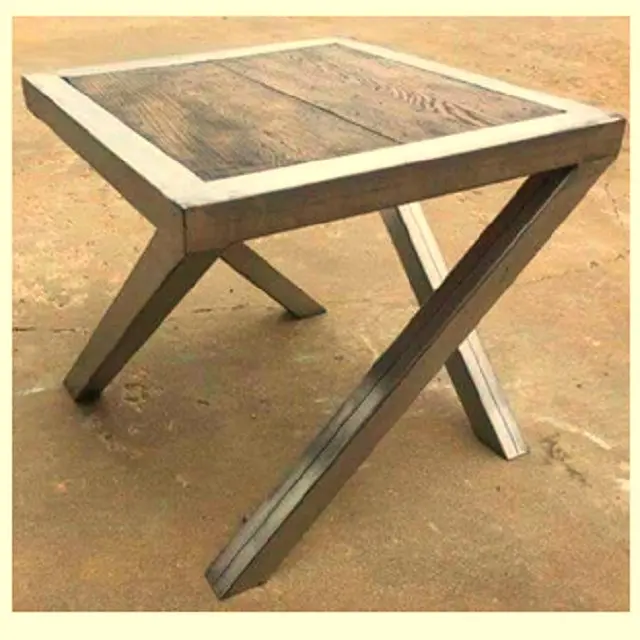 Custom Design Stainless Steel Metal Finish Table SS Polish Wood Table Manufacturer Indian Factory