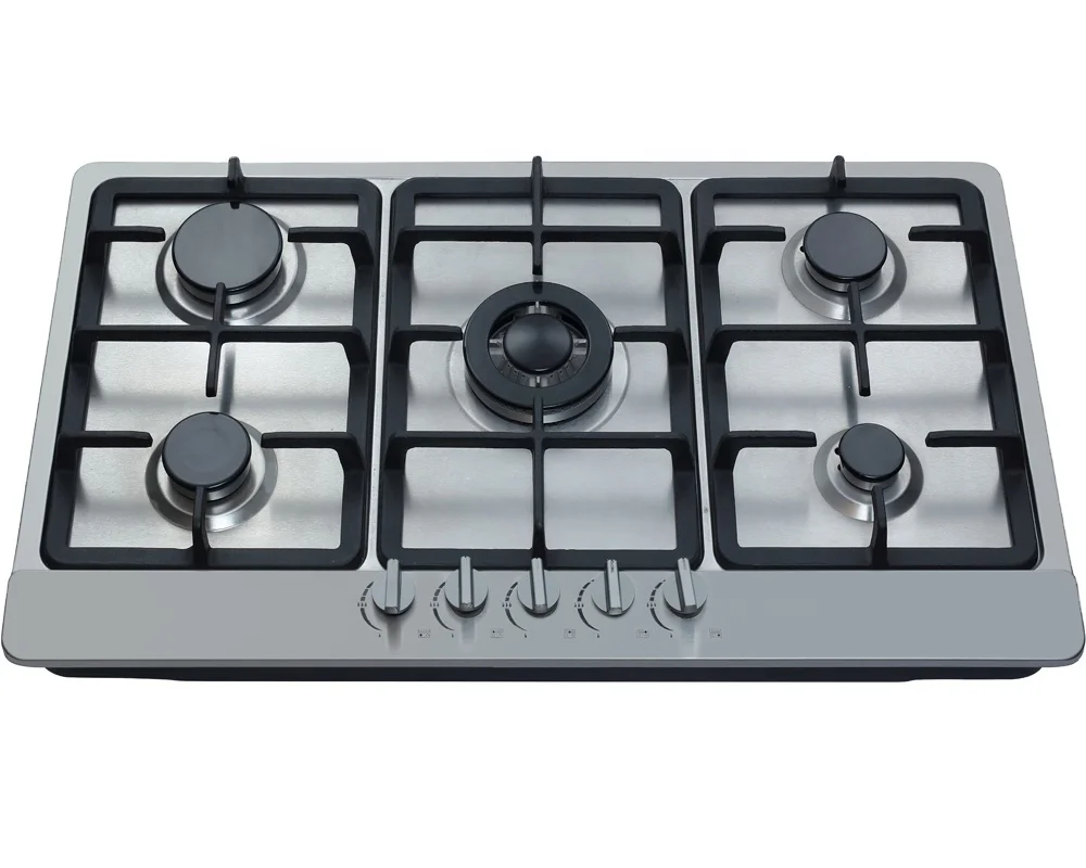 Cast iron pan support 5 blue flame fire burner built in gas hob other cooktop