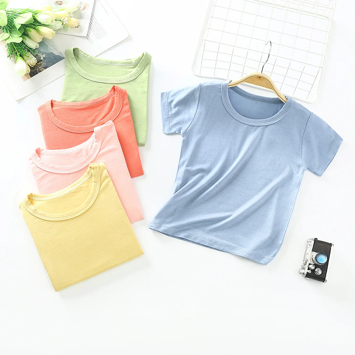 Summer Pure Color Cotton Baby Clothing Baby T Shirt