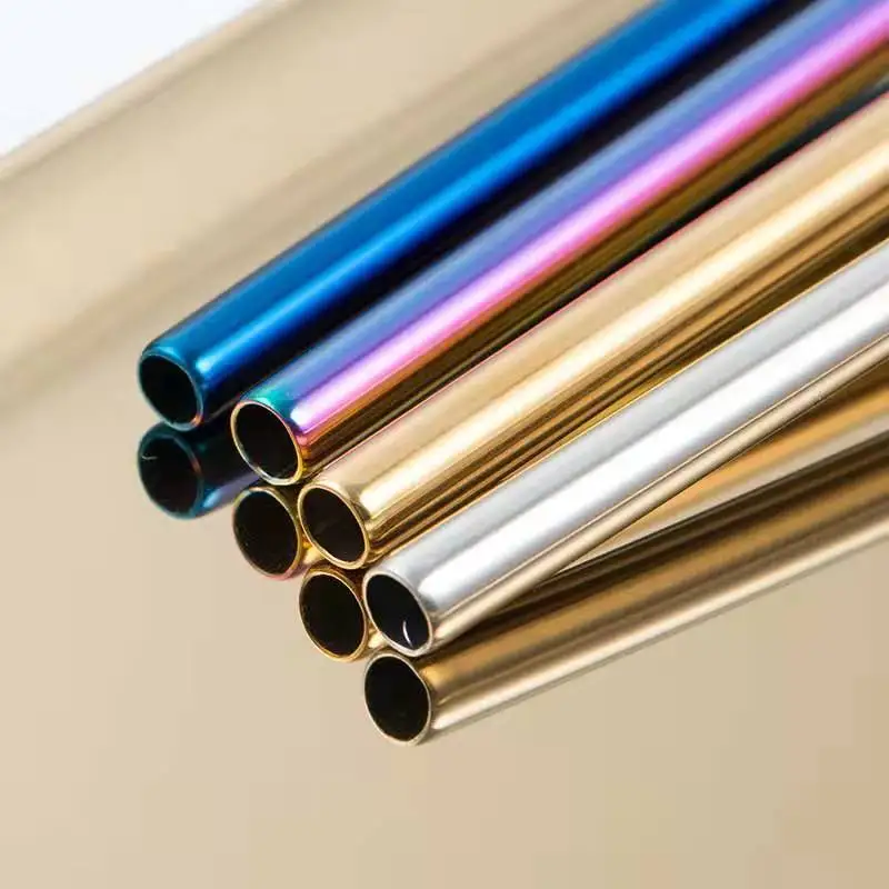 Custom Logo Colorful Stainless Steel Boba Metal Bubble Tea Drinking 12mm Straw