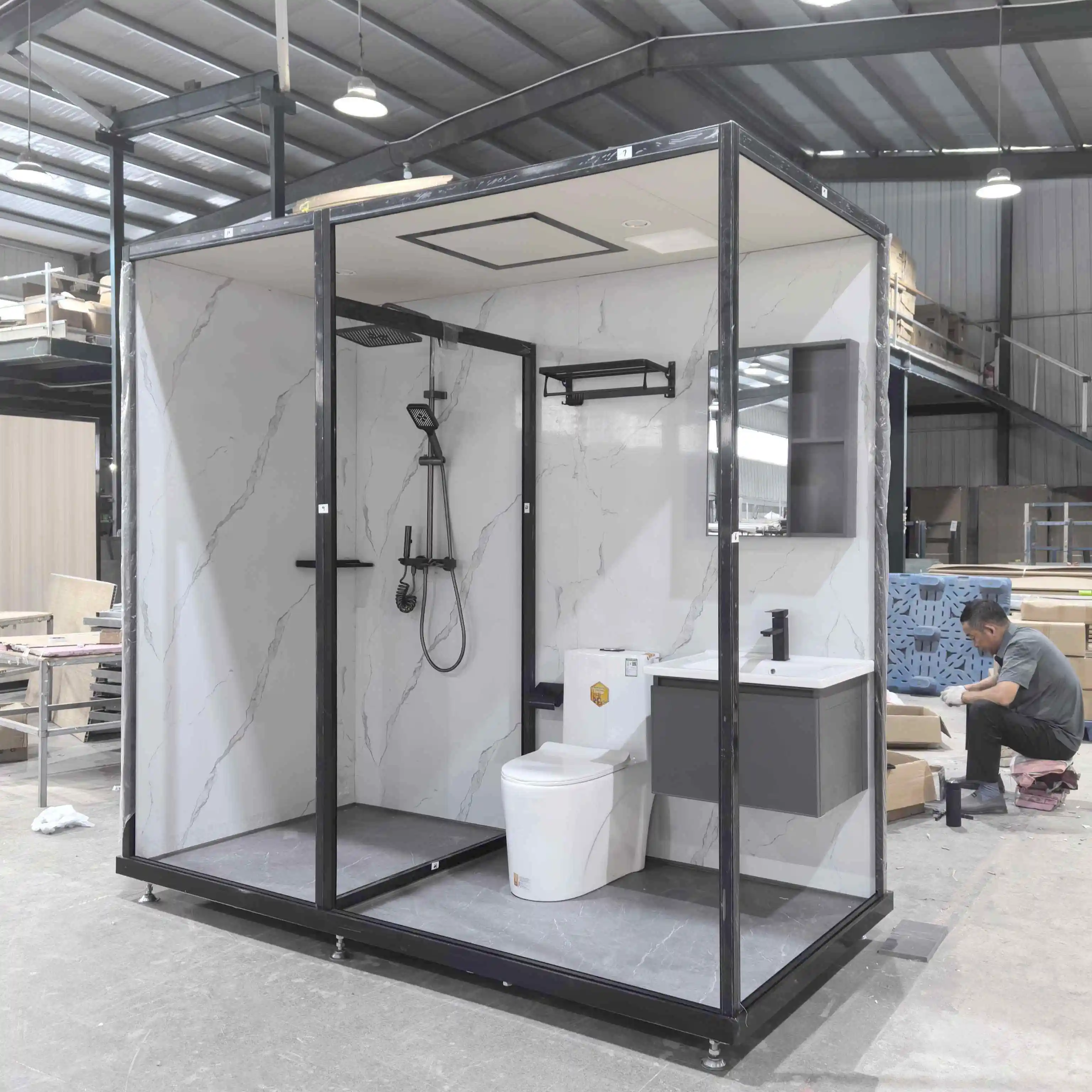 Prefab Shower Cubicle Integrated Shower Room Unit Integrated Bathroom Pod Prefab Bathroom Pod Luxurious Modular Bathroom Pod