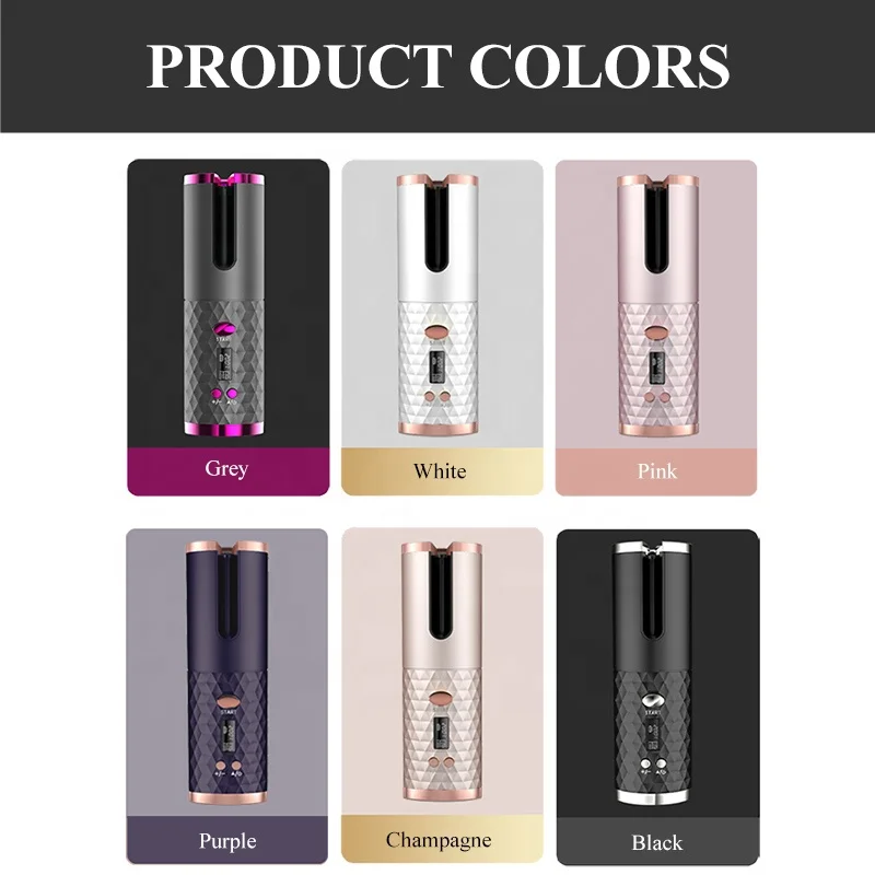 Hair Styling Tool Automatic Ceramic Magic Wand Curl Hair Mini USB Rechargeable Rotating Hair Curler 5000mAh Power Bank Function