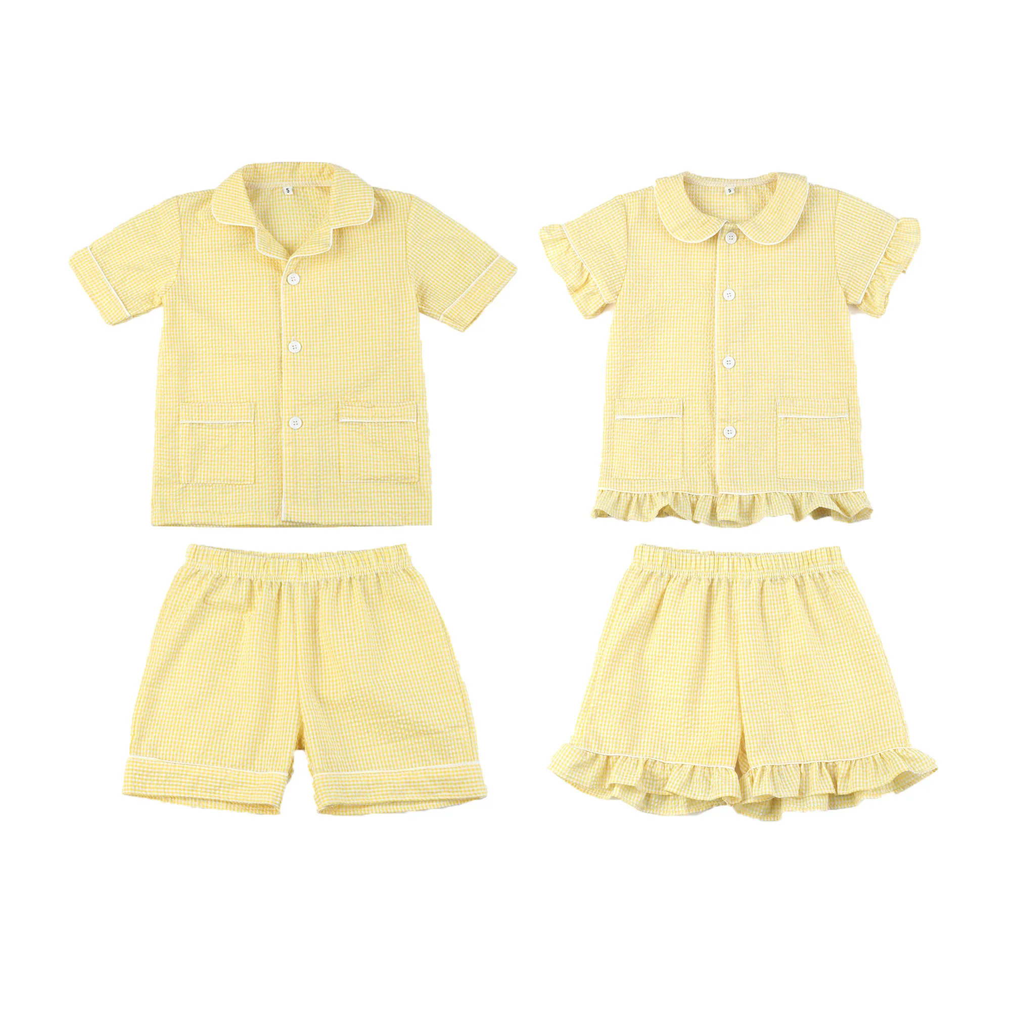 Baby Loungewear Gingham Cotton Sleepwear Kids Set For Infants Toddler 2 Pieces Sleepwear Pjs For Kids