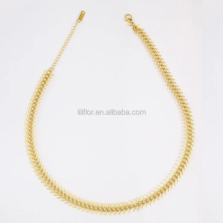 18K Gold Plated Stainless Steel Jewelry Spike Chain Embossing Craft Accessories Necklace P203074 6