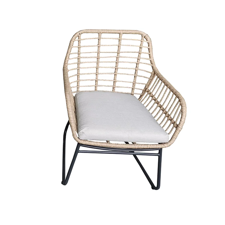 cheap low price Outdoor Furniture Rattan Coffee Chair Steel Garden Armrest Chair for Hotel Coffee Shop