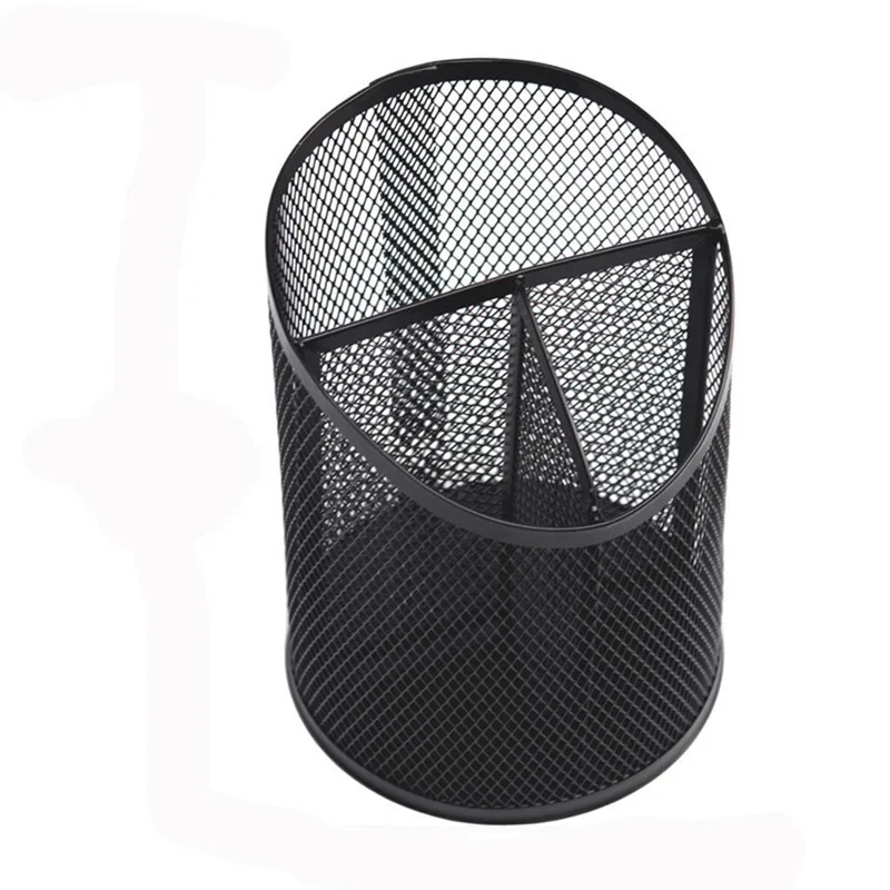 Popular Metal Mesh Multi Lattices Mesh Pencil Holder with 3 Component Office Supplies Round Pen Holders For Desk