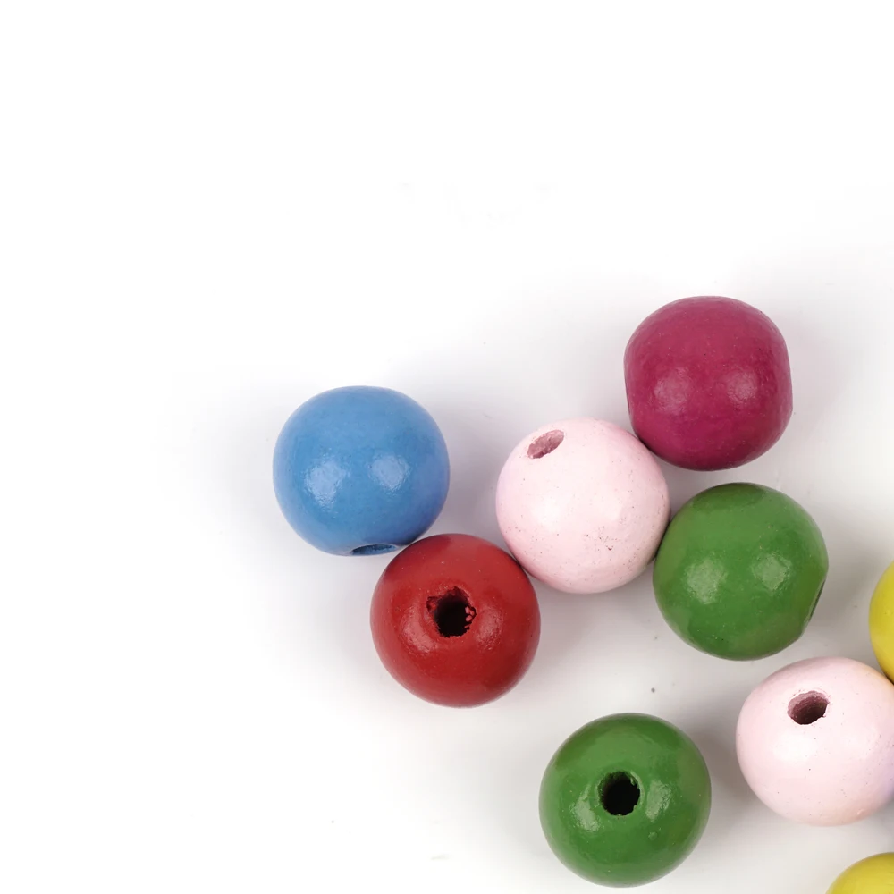 Natural Bulk Round Colorful Craft Round Rosary Beads Wood Beads For Jewelry Making
