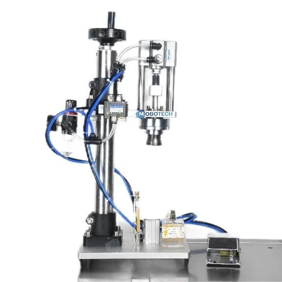 Semi automatic electric plastic glass bottle cans jar screwing capping sealing packing machine