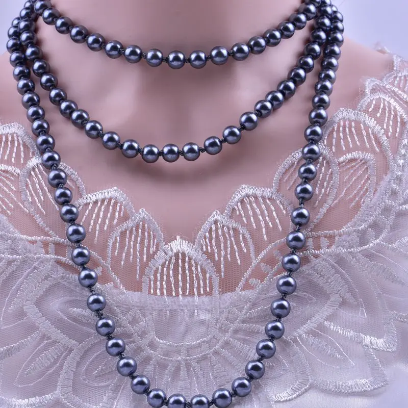 JC Wholesale glass bead imitation 1.5meter pearl necklace high quality colorful pearl necklace jewelry