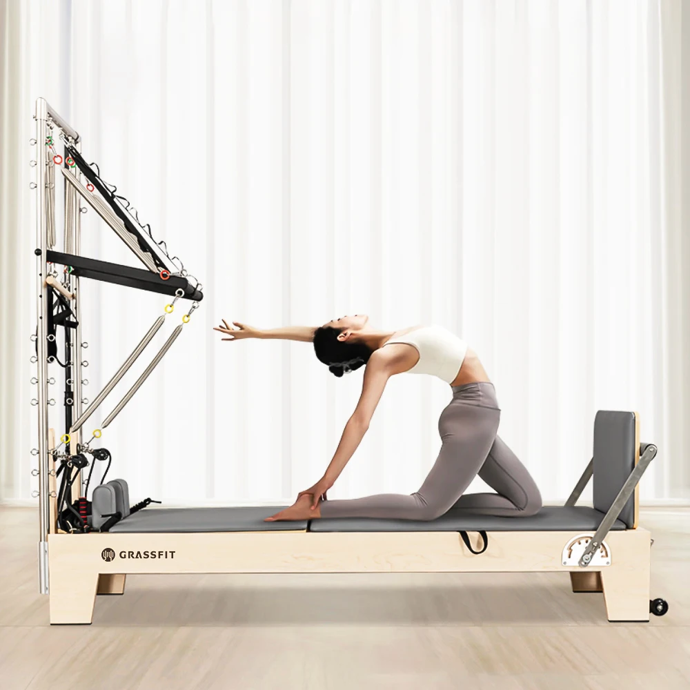 Hot Sale Gym Home Studio Equipment Custom Pilates Core Bed Pilates Reformer Half Tower Wood Pilates Reformer With Tower Trapeze
