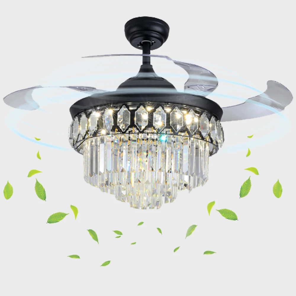 2021 New Product 220V/110V Led Fan 42 Designer Ceiling Fan Light Living Room Retractable chandelier fan With Remote Control