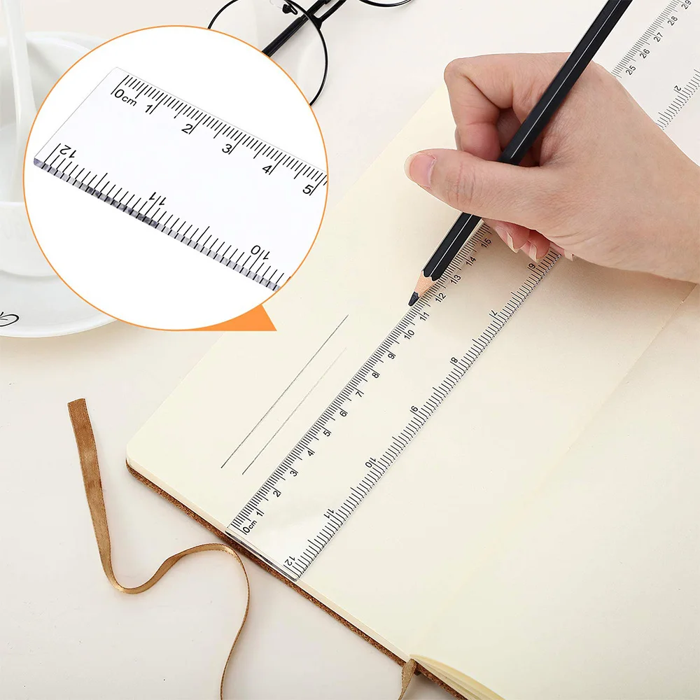 SINOART 20/30/40/50/60/100cm Clear Straight Ruler Plastic Ruler With graduation both in metric & inch