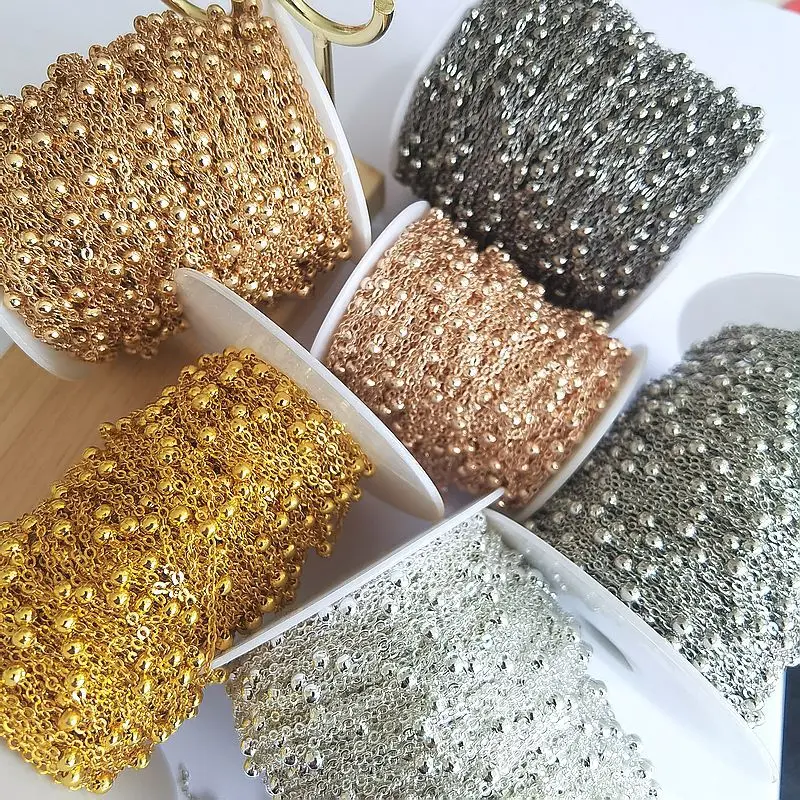 2mm bead chain copper high-temperature color retention non fading chain DIY necklace jewelry hairpin tassel material