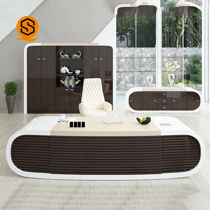 MDF office desk Regular size modern office furniture office table boss executive l shaped desk