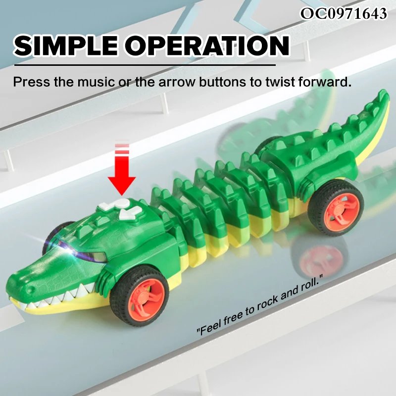 B/O Programming electric crawling plastic crocodile car toys with light and sound