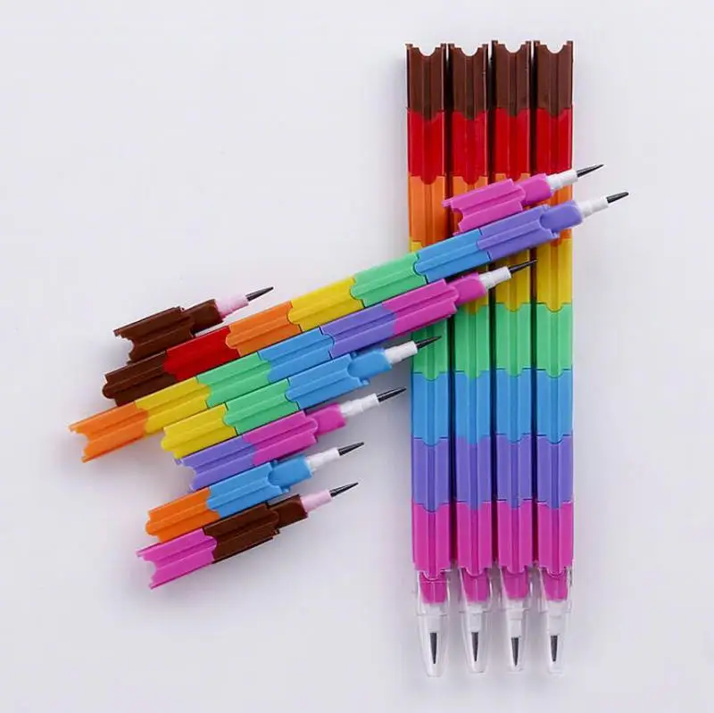 Creative Stationery Pencil 8 Section Building Blocks Pencils for Children