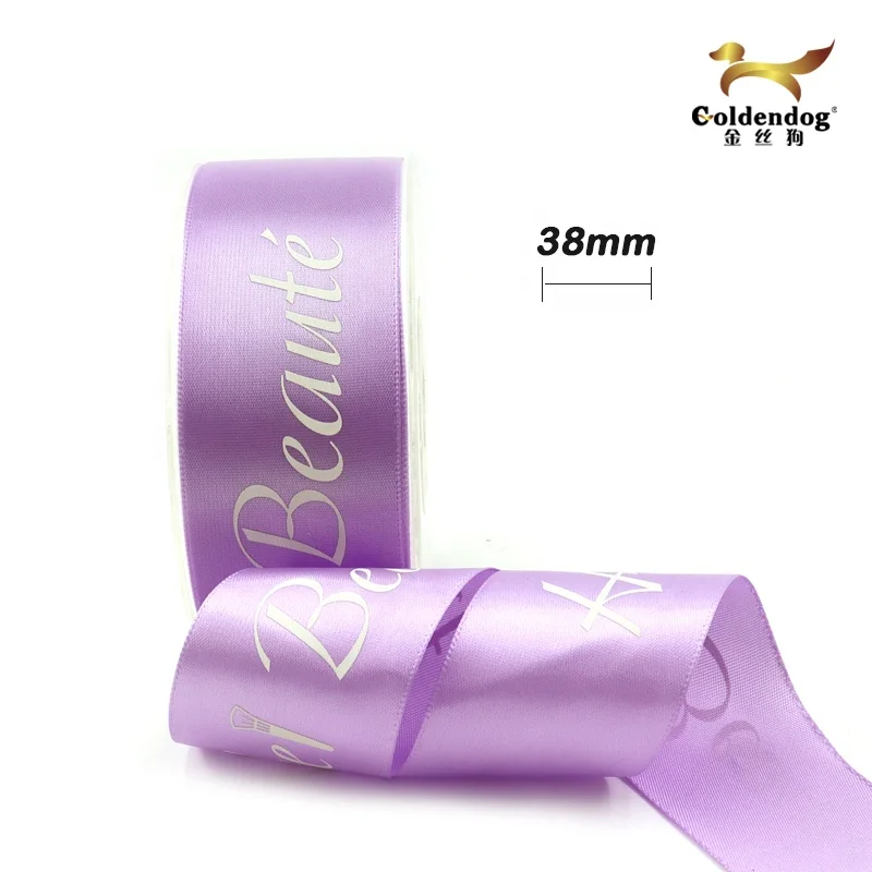 Оптовая продажа из Гуанчжоу, атласная лента с односторонним шелкографическим принтом для подарочной упаковки