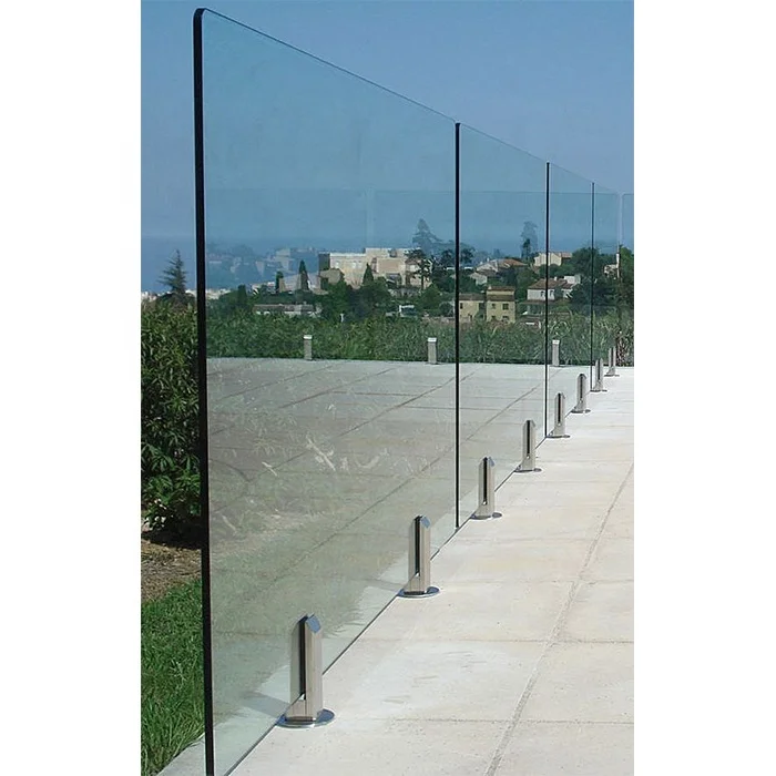 Modern stairs railing design outdoor balcony fencing frameless tempered glass railing for terrace
