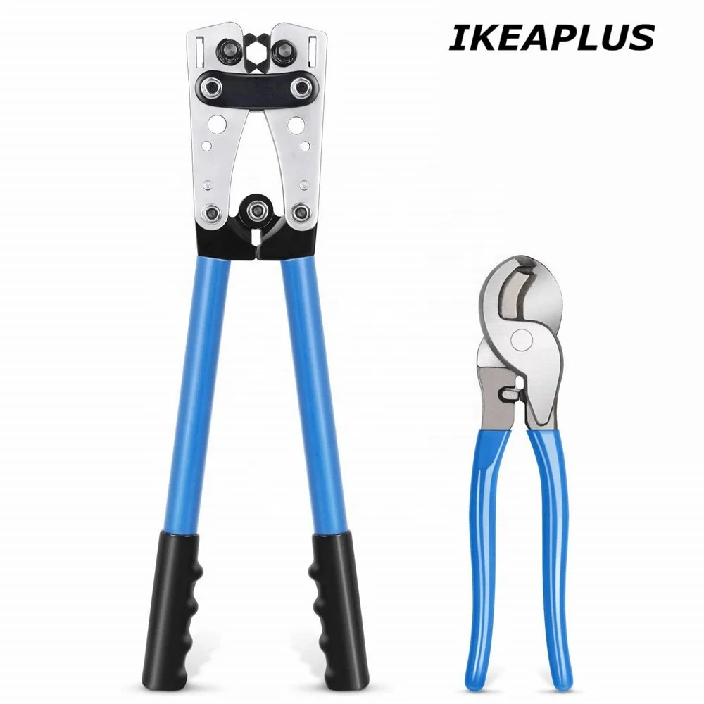 HX-50B Battery cable lug Crimping Tool wire crimper hand ratchet terminal Crimp Plier for 6-50mm2 1-10AWG with cable cutter