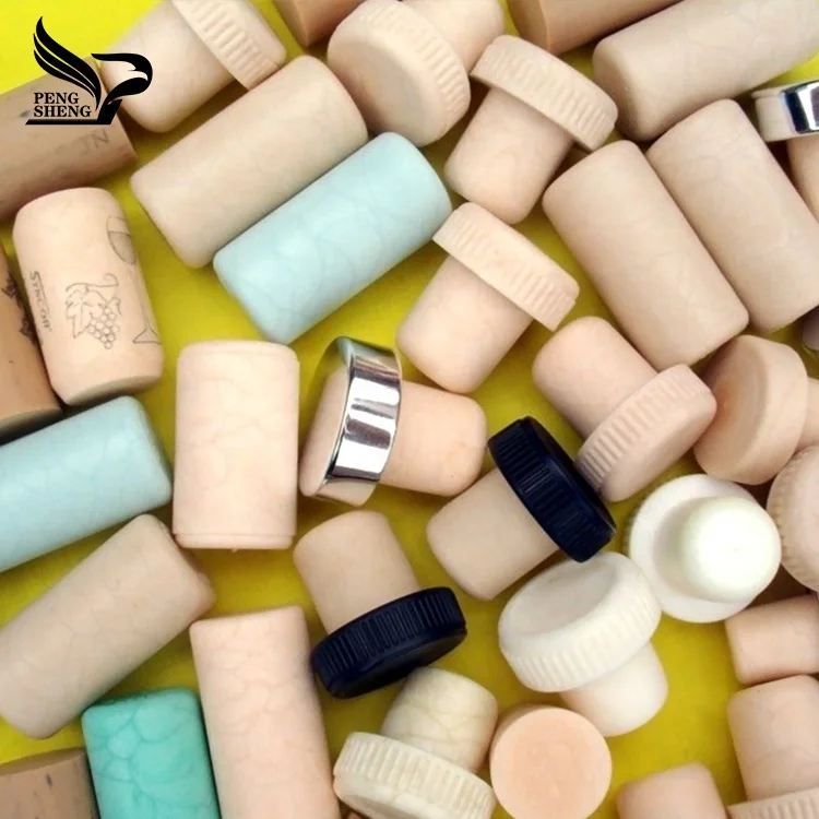 Wholesale Custom Colorful Synthetic Cork Stopper Glass Bottles Metal Aluminum Cork Wine Bottles Customized Logo Bottles Caps