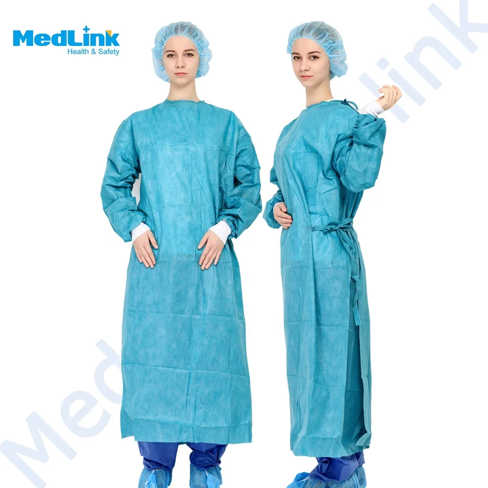 Standard Disposable Surgical Gowns for Hospital doctor surgery SMS SMMS Spunlace fabric Isolation Gown
