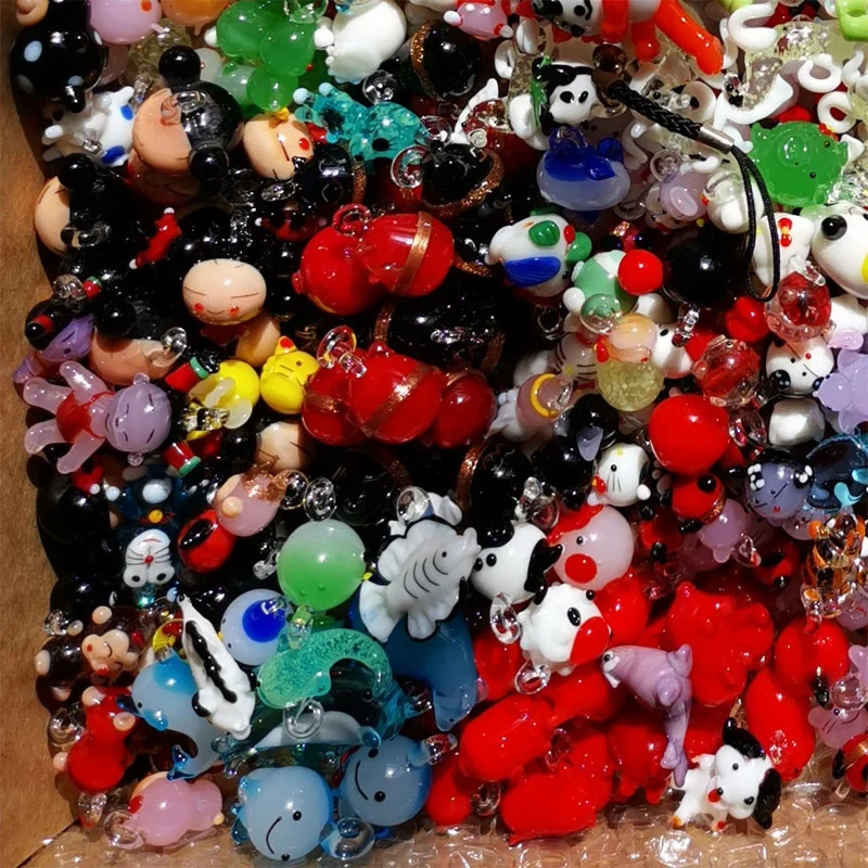 Custom Cute Small Cheap Japanese Cartoon Figurine Animal Miniature Sculpture Handmade Blown Crystal Lampwork Glass Figurines