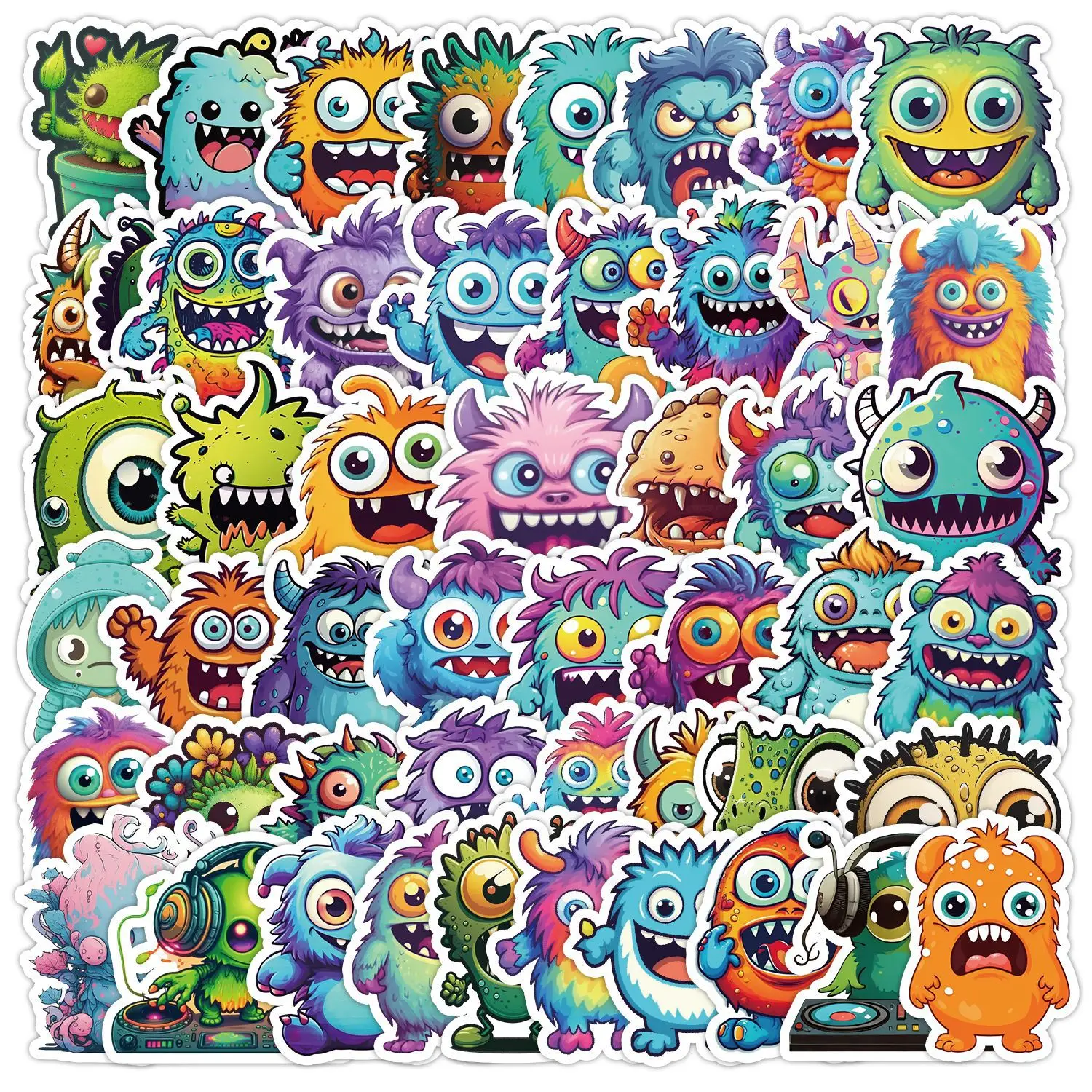 ZY2576H 50Pcs Cartoon Little Monsters Decorative Sticker For Teen Laptop Skateboard Luggage Guitar Scrapbook Art Vinyl Stickers