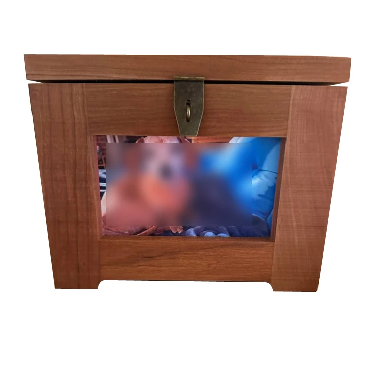 Custom Pet Animal Memory Keepsake Box Wooden Pet Ashes Box  with Hinged Lid