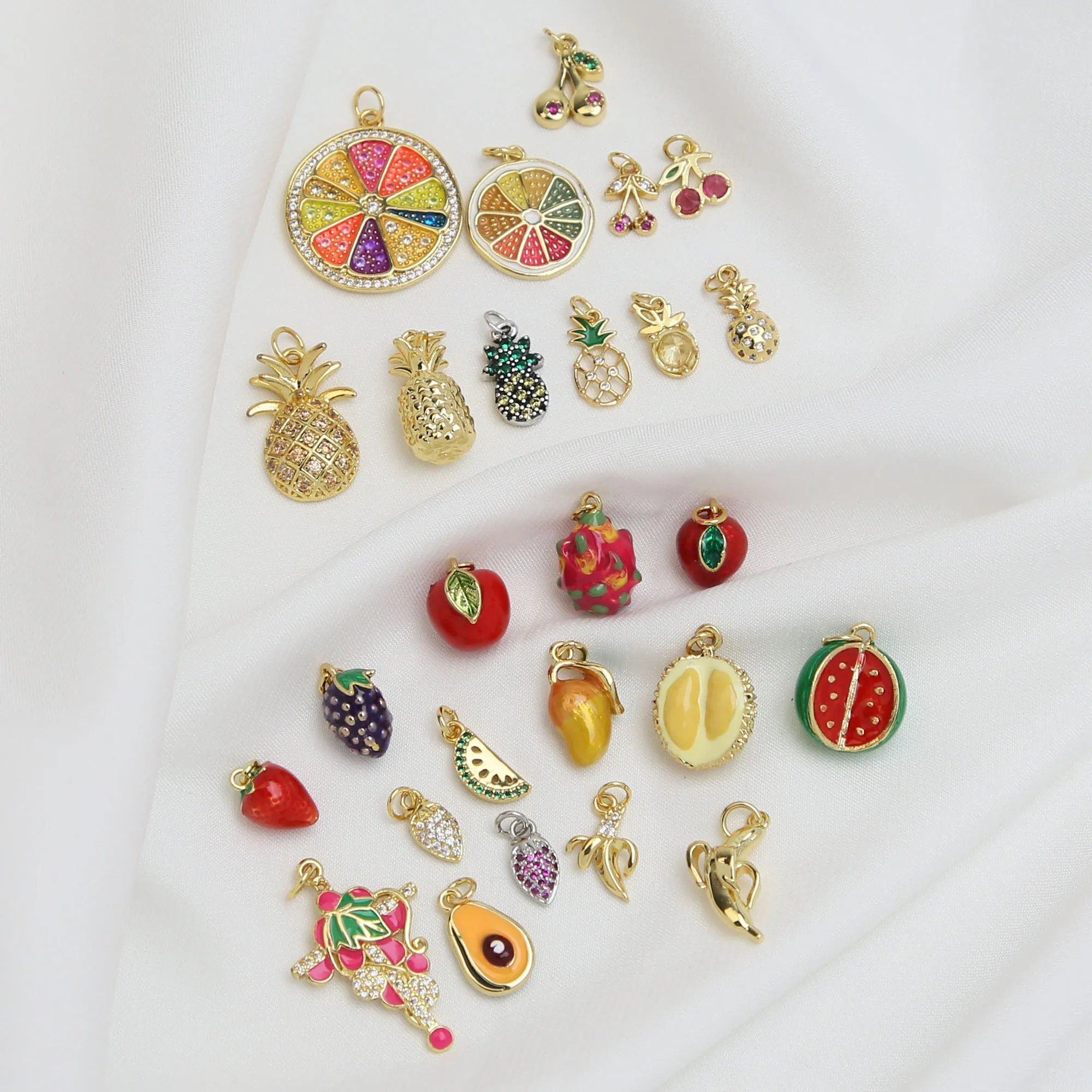 New Design Enamel Dainty Fruit Series Charms Pendant For DIY Jewelry Random mixed design