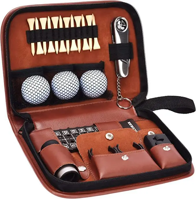 High quality golf accessory bag, convenient to carry leather multifunctional storage bag golf bag