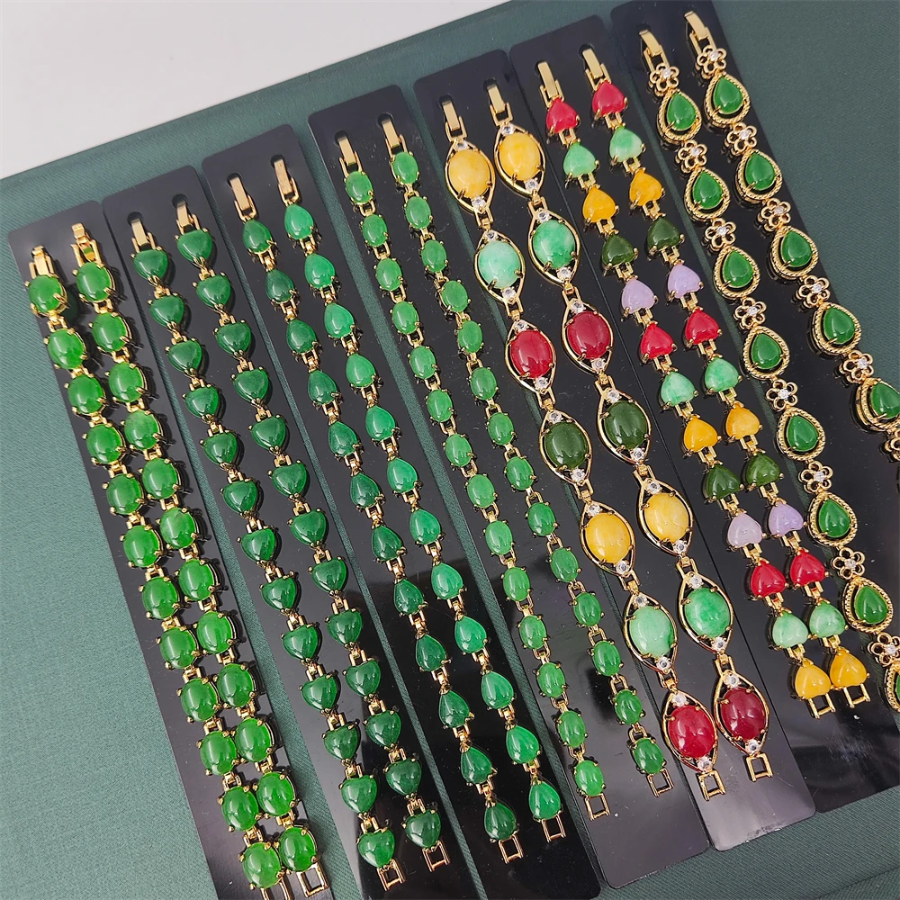 High quality jewelry wholesale dainty gemstone natural green aventurine rose quartz bangles real jade stone bangle for women