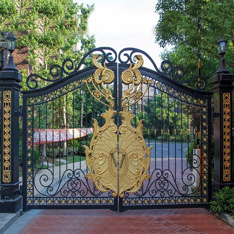 residential gate designs gold color swing style