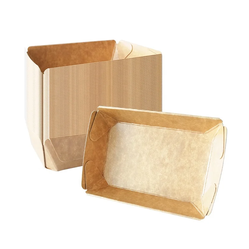 Durable Multi Layer Brown Kraft Paper Food Tray for Chips Hot Dog Snacks Leak Proof Paper Food Boat Fries Fast Food Trays