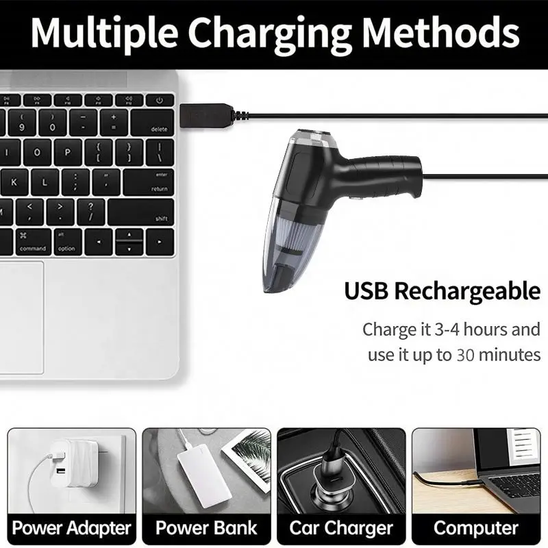 Cordless Car Vacuum Cleaner 3 in 1 Handheld Vacuum Cleaner, Electric Air Duster, Air Pump for Cleaning Car Office Home