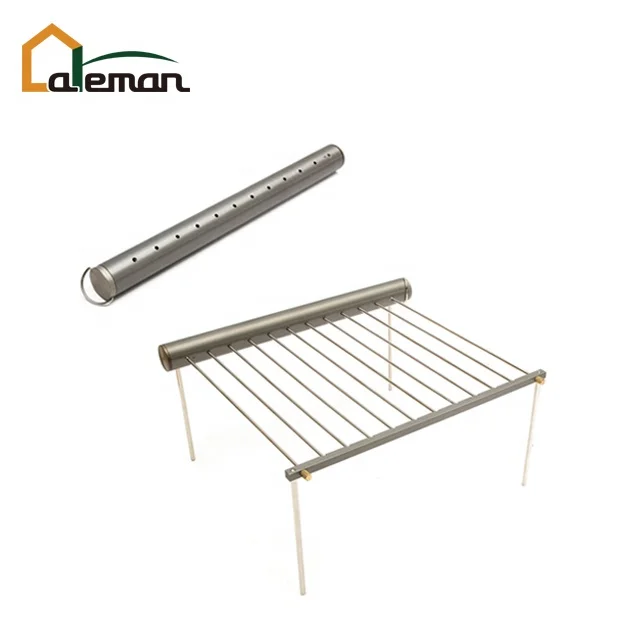 Aluminum Alloy Ultralight Pocket/Compact/Mini Collapsible Camping Grill, Flute Shaped BBQ Gridiron Grill OEM Orders Accepted