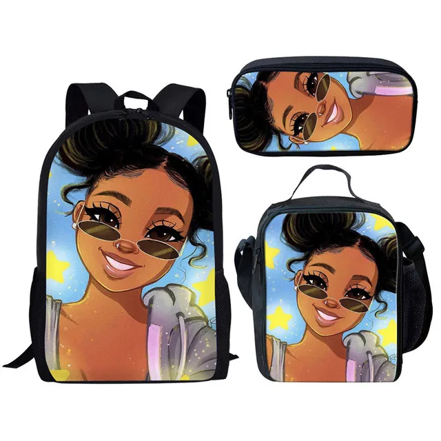 
Promotional African Girls Print Sublimation China Wholesale School Backpacks For Kids Backpack School Bags Girls School Bag Set 